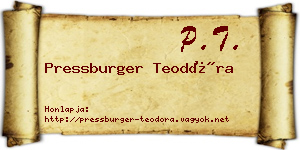Pressburger Teodóra névjegykártya